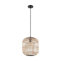 Hanglamp - 35cm Diam. - E27 - 28w - Zwart/hout-Zelfbouwmarkt