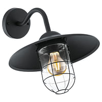 Muurlamp Zwart/glas Excl Lamp Led Mogelijk 1xe27-Zelfbouwmarkt