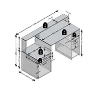 Bureau Bolton - wit/betongrijs - 91,6x138,5x53,5 cm - Leen Bakker-Huismerk - Leen Bakker