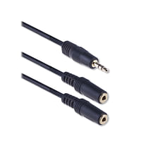 eWent EW9232 3,5mm naar 2x 3,5mm Audio Kabel 0,1 m - Zwart-Ewent