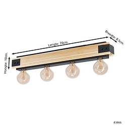 EGLO hanglamp Layham 4-lichts - bruin/zwart - Leen Bakker