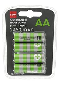 HEMA Oplaadbare AA Batterijen 2450mAh Plus - 4 Stuks-Huismerk - Hema