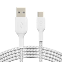 Belkin BoostCharge Gevlochten USB-C naar USB-A 1m - Wit-BELKIN