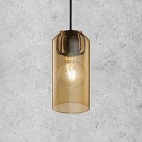 Hanglamp Nordlux Mat Zwart Met Glas Cilinder Amber-nordlux