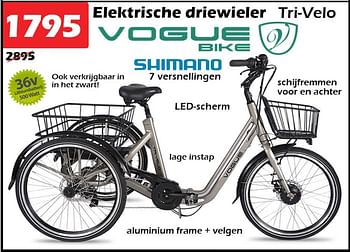 Promoties Elektrische driewieler - Vogue Bike - Geldig van 22/12/2022 tot 15/01/2023 bij Itek