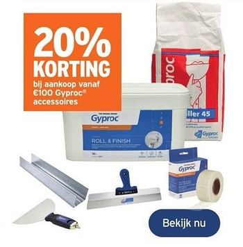 Promoties 20% korting bij aankoop vanaf €100 gyproc accessoires - Gyproc - Geldig van 02/01/2023 tot 07/02/2023 bij Gamma