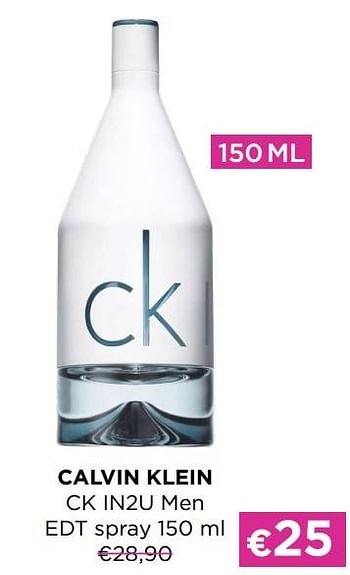 Promoties Calvin klein ck in2u men edt spray - Calvin Klein - Geldig van 03/01/2023 tot 31/01/2023 bij ICI PARIS XL