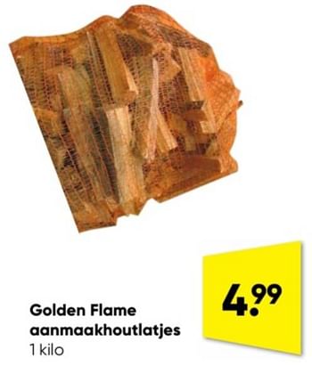 Promoties Golden flame aanmaakhoutlatjes - Golden Flame - Geldig van 02/01/2023 tot 15/01/2023 bij Big Bazar
