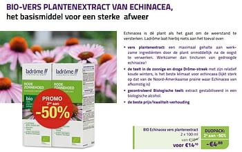 Promoties Bio echinacea vers plantenextract - Ladrome - Geldig van 03/01/2023 tot 31/01/2023 bij Mannavita
