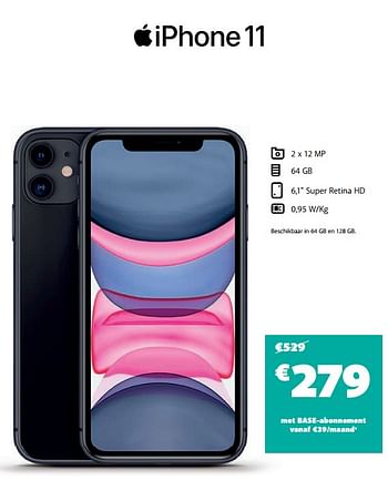 Promotions Apple iphone 11 - Apple - Valide de 03/01/2023 à 31/01/2023 chez Base