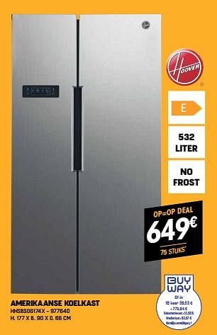 Promoties Hoover amerikaanse koelkast hhsbso6174x - Hoover - Geldig van 03/01/2023 tot 31/01/2023 bij Electro Depot