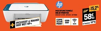 Promoties Hp multifunctionele inkjetprinter deskjet 2721e - HP - Geldig van 03/01/2023 tot 31/01/2023 bij Electro Depot