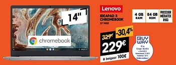 Promoties Lenovo ideapad 3 chromebook - Lenovo - Geldig van 03/01/2023 tot 31/01/2023 bij Electro Depot