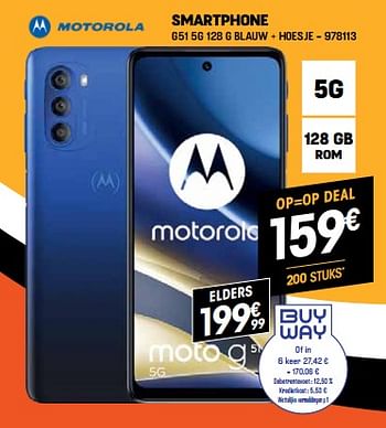Promotions Motorola smartphone g51 5g 128 g blauw + hoesje - Motorola - Valide de 03/01/2023 à 31/01/2023 chez Electro Depot