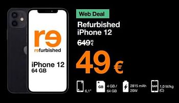Promoties Apple refurbished iphone 12 - Apple - Geldig van 03/01/2023 tot 15/01/2023 bij Orange