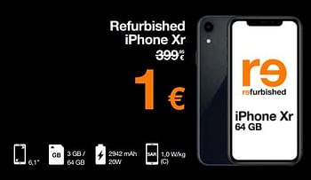 Promoties Apple refurbished iphone xr - Apple - Geldig van 03/01/2023 tot 15/01/2023 bij Orange