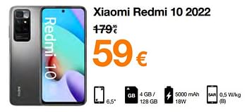 Promotions Xiaomi redmi 10 2022 - Xiaomi - Valide de 03/01/2023 à 15/01/2023 chez Orange