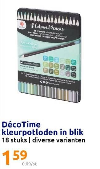Promoties Décotime kleurpotloden in blik - Decotime - Geldig van 04/01/2023 tot 10/01/2023 bij Action