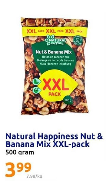 Promoties Natural happiness nut + banana mix - Natural Happiness - Geldig van 04/01/2023 tot 10/01/2023 bij Action