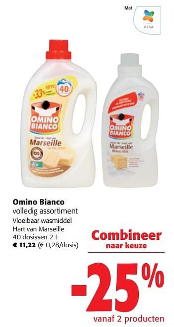 Promoties Omino bianco vloeibaar wasmiddel hart van marseille - Omino Bianco - Geldig van 02/01/2023 tot 10/01/2023 bij Colruyt