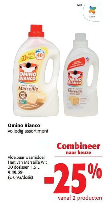 Promoties Omino bianco vloeibaar wasmiddel hart van marseille wit - Omino Bianco - Geldig van 02/01/2023 tot 10/01/2023 bij Colruyt