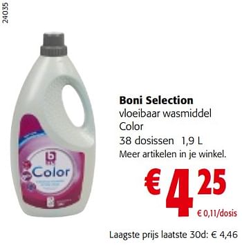 Promoties Boni selection vloeibaar wasmiddel color - Boni - Geldig van 02/01/2023 tot 10/01/2023 bij Colruyt