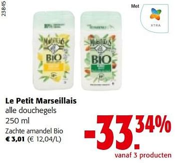 Promoties Le petit marseillais douchegels zachte amandel bio - Le Petit Marseillais - Geldig van 02/01/2023 tot 10/01/2023 bij Colruyt