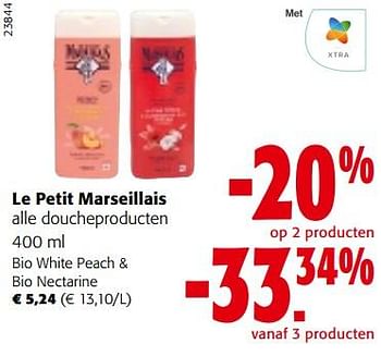 Promoties Le petit marseillais doucheproducten bio white peach + bio nectarine - Le Petit Marseillais - Geldig van 02/01/2023 tot 10/01/2023 bij Colruyt