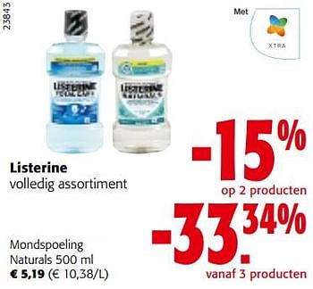 Promoties Listerine mondspoeling naturals - Listerine - Geldig van 02/01/2023 tot 10/01/2023 bij Colruyt