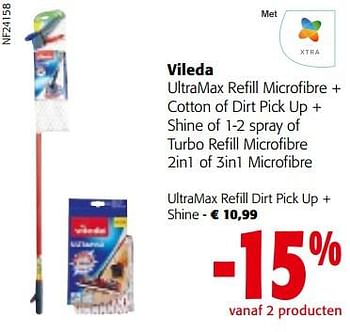 Promoties Vileda ultramax refill dirt pick up + shine - Vileda - Geldig van 02/01/2023 tot 10/01/2023 bij Colruyt