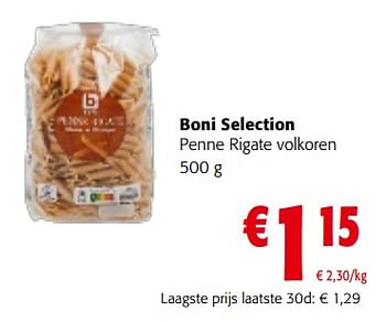 Promoties Boni selection penne rigate volkoren - Boni - Geldig van 02/01/2023 tot 10/01/2023 bij Colruyt