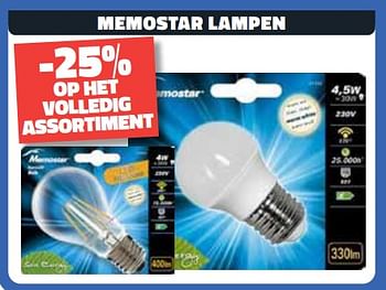 Promoties Memostar lampen -25% - Memostar - Geldig van 04/01/2023 tot 31/01/2023 bij Bouwcenter Frans Vlaeminck