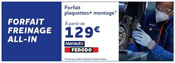 Promotions Forfait freinage all-in forfait plaquettes+ montage - Produit maison - Auto 5  - Valide de 04/01/2023 à 08/03/2023 chez Auto 5