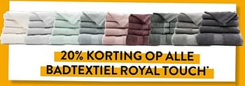 Promoties 20% korting op alle badtextiel royal touch - Huismerk - Ygo - Geldig van 05/01/2023 tot 31/01/2023 bij Ygo