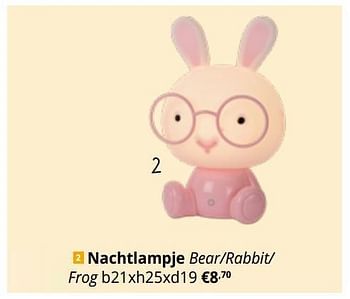 Promoties Nachtlampje bear-rabbit- frog - Huismerk - Ygo - Geldig van 05/01/2023 tot 31/01/2023 bij Ygo
