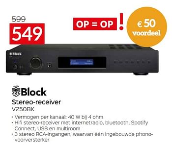 Promoties Block stereo-receiver v250bk - Block - Geldig van 03/01/2023 tot 31/01/2023 bij Selexion