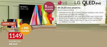 Promoties Lg 4k oled evo smart-tv oled48c25lb - LG - Geldig van 03/01/2023 tot 31/01/2023 bij Selexion