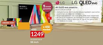 Promoties Lg 4k oled evo smart-tv oled55c25lb - LG - Geldig van 03/01/2023 tot 31/01/2023 bij Selexion