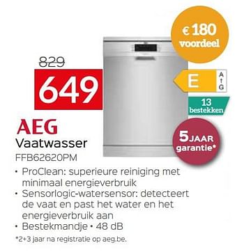 Promoties Aeg vaatwasser ffb62620pm - AEG - Geldig van 03/01/2023 tot 31/01/2023 bij Selexion