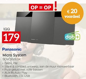 Promoties Panasonic micro system schc302egk - Panasonic - Geldig van 03/01/2023 tot 31/01/2023 bij Selexion