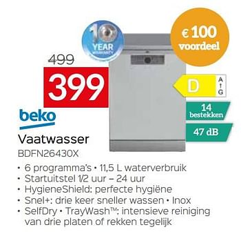 Promoties Beko vaatwasser bdfn26430x - Beko - Geldig van 03/01/2023 tot 31/01/2023 bij Selexion