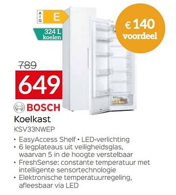 Promotions Bosch koelkast ksv33nwep - Bosch - Valide de 03/01/2023 à 31/01/2023 chez Selexion