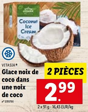 Promotions Glace noix de coco dans une noix de coco - Vitasia - Valide de 15/01/2023 à 21/01/2023 chez Lidl