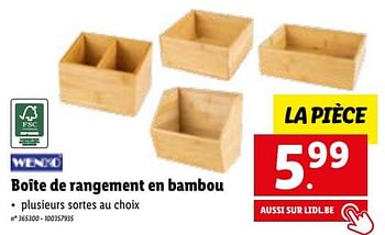 Promotions Boîte de rangement en bambou - Wenko - Valide de 15/01/2023 à 21/01/2023 chez Lidl