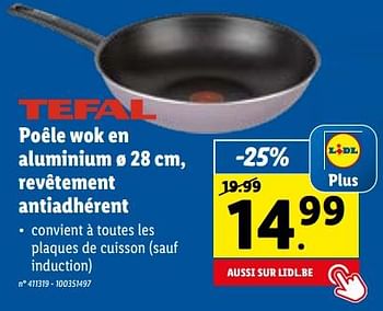 Promotions Poêle wok en aluminium revêtement antiadhérent - Tefal - Valide de 15/01/2023 à 21/01/2023 chez Lidl