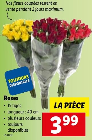 Promotions Roses - Produit maison - Lidl - Valide de 15/01/2023 à 21/01/2023 chez Lidl