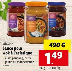 Promotions Sauce pour wok à l‘asiatique - Vitasia - Valide de 15/01/2023 à 21/01/2023 chez Lidl