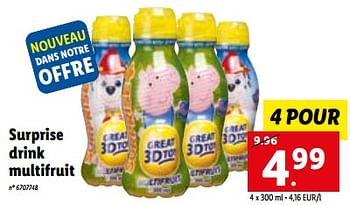 Promotions Surprise drink multifruit - Produit maison - Lidl - Valide de 15/01/2023 à 21/01/2023 chez Lidl