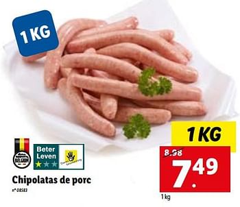 Promotions Chipolatas de porc - Produit maison - Lidl - Valide de 15/01/2023 à 21/01/2023 chez Lidl