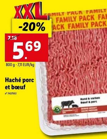 Promotions Haché porc et boeuf - Produit maison - Lidl - Valide de 15/01/2023 à 21/01/2023 chez Lidl